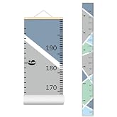 Nustila Color Block Growth Chart for Kids Baby Height Chart Ruler Removable Canvas Wooden Frame Hanging Wall Rulers Measurement Charts for Toddler Room Nursery Decor - 79"X7.9" with Beige Wood