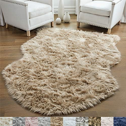 Gorilla Grip Original Premium Faux Sheepskin Fur Area Rug, 2x4, Softest, Luxurious Shag Carpet