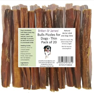 Britten and James 20 Thin Bull Pizzles 12cm Natural Dental Dog Chews