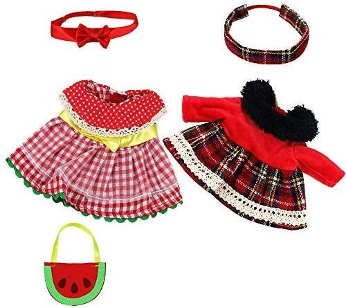 Amazon Barwa メルちゃん用服 2枚セット メルちゃん用ドレス 手作り ワンピース ヘアバンド ハンドバッグ 靴下付き 26cmドールに適用 子供ギフト クリスマスプレゼント レッド ドレス アクセサリー おもちゃ