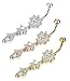 FIBO STEEL 3 Pcs 14G Stainless Steel Belly Button Rings Navel Barbell Body Jewelry Piercing CZ Inlaid