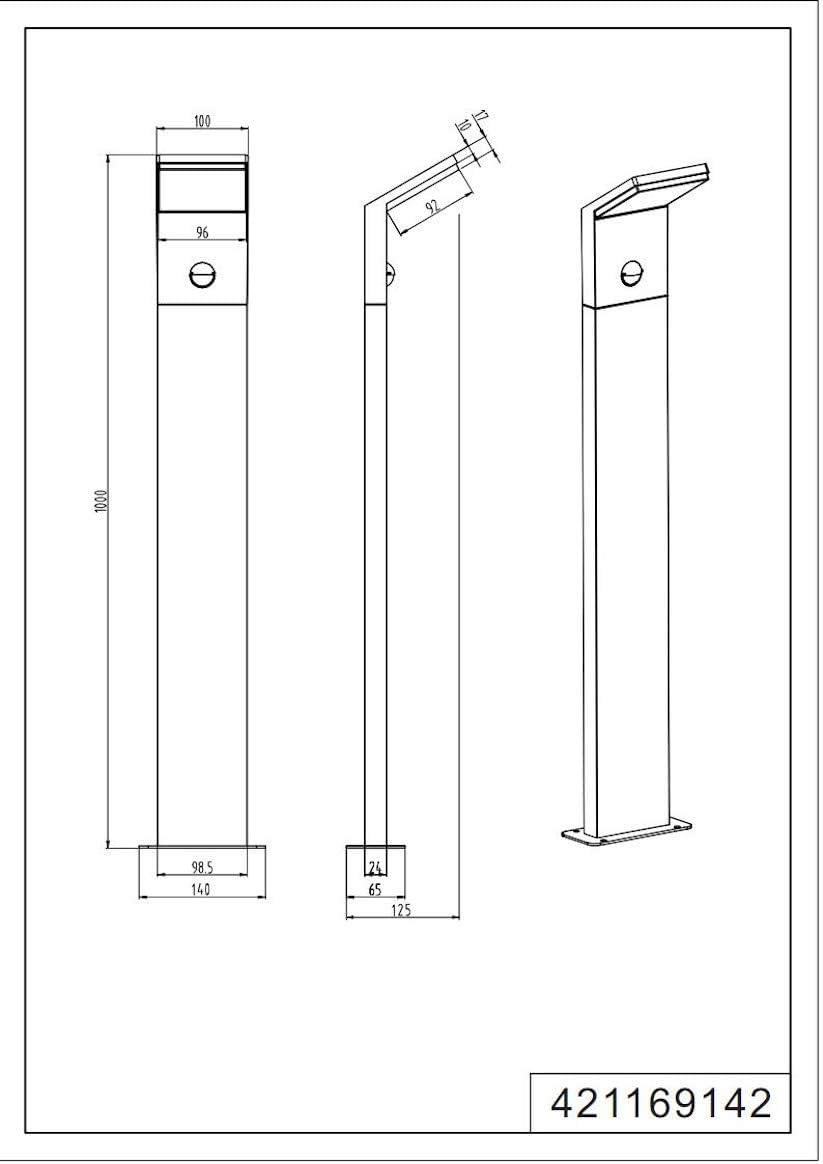 Trio Leuchten LED Outdoor Light Die-Cast aluminium, charcoal 421169142 Pearl, Anthracite, Height: 100 cm - Image 4