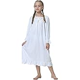 PUFSUNJJ Lovely Girls Princess Nightgown Soft Cotton Sleepwear Kids 3-12 Years