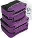bago 7 Pcs Packing Cubes for Suitcases - 4 Travel Cubes with 3 ZipLock Bags - Luggage Organizer Bags to Get Maximum Storage, Save Time & Effort to Pack - Happy Traveling (Purple)