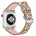 iiteeology Bling Band Compatible with Apple Watch Band 41mm 40mm 38mm, Leather Glitter Band for iWatch Series 9/8/7/6/5/4/3 - Gold