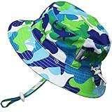 Kids 50+ UPF Bucket Sun Hat, Size Adjustable Aqua Dry ( L: 15m - 5Y, Blue Shark )