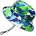 Toddler Boys Quick Dry Sun Protection Hat 50 UPF, Drawstring Adjustable, Stay-On (M: 6-18m, Blue Shark)