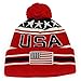 Armycrew New USA American Flag Embroidered Pom Pom Cuff Beanie Hat - RED Navy