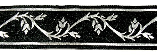 1A-Kurzwaren 35094-swsi Medieval Border Woven Ribbon 35 mm Wide Colour: Black/Silver 10 m
