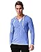 MODCHOK Men's Long Sleeve Printed Hoodie Shirts Polyester V Neck Button Tee Tops Light Blue S