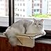 Petsfit Cat Window Perch Natural Solid Wood with Removable Fleece Mat, Safety Sturdy Cat Perch, Fit for Windows/Door/Drawer