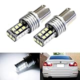 iJDMTOY Super Bright 10W 15-SMD P21W 7506 LED Replacement Bulbs For Audi BMW Mercedes Volkswagen Backup Reverse Lights, Xenon White