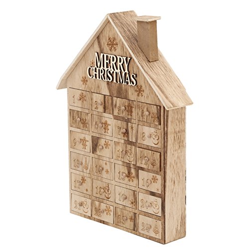 Xmas Wooden Advent Calendar House with 24 Drawers To Fill Candy for Kids Countdown To Xmas