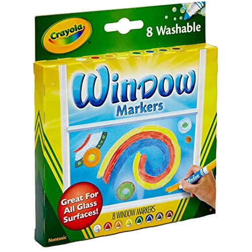Crayola Window Markers (8 Count), Washable Window Markers for Kids