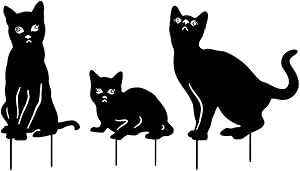 Garden Ornaments Outdoor,Animal Silhouette Metal Garden Silhouette Animal Stake Cat Shape Garden Lawn Decoration Art Craft Black 3pcs