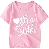 Big Sister Shirt Toddler Girls T-Shirts Promoted to Best Big Sister Announcement Tees Little Kids Mermaid Top White Pink 2-7T