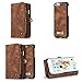 Wallet Phone Case Card Holder Detachable Magnetic Slim Case with Zipper Storage , Brown , For 4.7 inches (iPhone 6/6S)