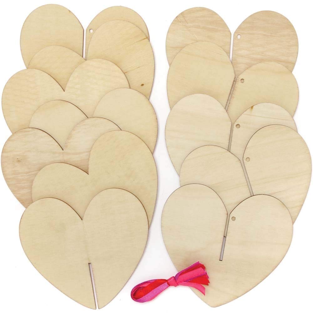 Baker Ross AX684 Heart Decorations – Pack of 6, Woodcrafts For Kids
