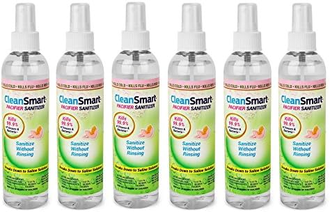 CleanSmart Pacifier Sanitizer Spray Flu More. Breaks Down To Simple Saline for No Rinse. 8oz., 2 Pk (6 pack)