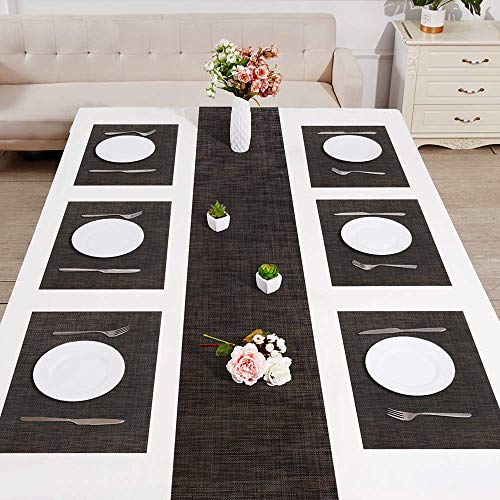 Jovilife 70Inch Table Runner with placemats Set of 6, Thanksgiving, Kitchen Placemats , Heat