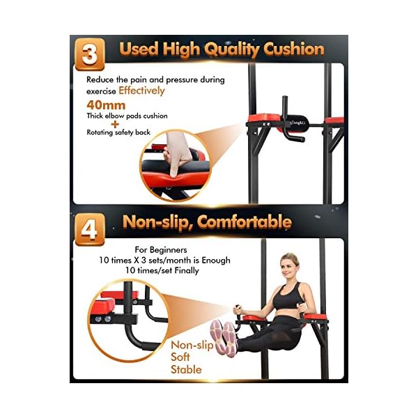 BangTong&Li Power Tower, Pull Up Bar Dip Station/Stand for Home Gym Strength Training Workout Equipment - Image 6