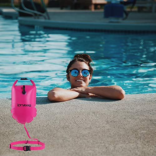 IDRYBAG Safety Swim Buoy Adult Tow Float, Triathletes Open Water Swim Buoy Safe Training, Inflatable Float Swim Buoy Kayaking Swimming Boating 15L