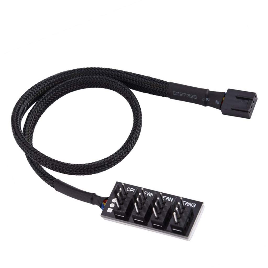 NMD&LR PWM Fan Hub, Sleeved 4/5 Way PC CPU Cooling Fan Splitter Cable Braided 4-Pin / 3-Pin Fan Power Adapter Cable Hub