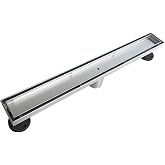 Neodrain 18-Inch Linear Shower Drain-Brushed,with Tile Insert Grate | 304 Stainless Steel, Fast Drainage, Rectangle Shower Floor Drain with Leveling Feet &amp; Hair Strainer, Fits Bathroom, Balcony