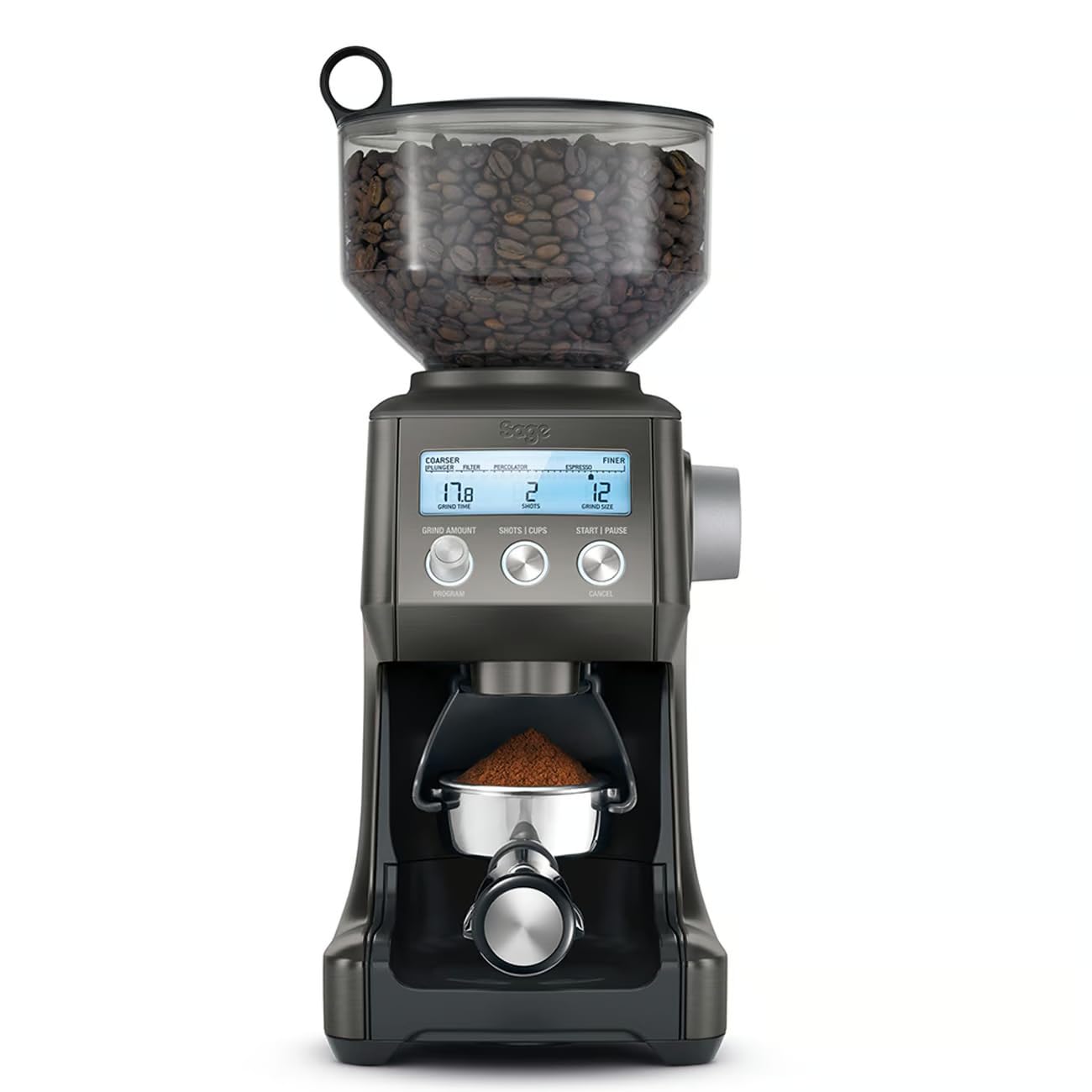Sage - The Smart Grinder Pro – Kaffeemühle mit konischem Mahlwerk – programmierbar, automatisch, Edelstahl, Schwarz