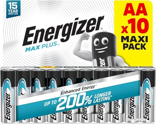 Max Plus AA Batterien (10 Stück) - Alkali-Batterie 1,5V - Bis zu 200% längere Leistung - Leistungsstark und Langlebig - 100% plastikfreie Recycelbar Verpackung - 10 Jahre lagerfähig