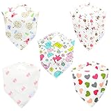Jack Jill Baby 100% Organic Cotton Absorbent Bandana Drool Bibs (5-pack Girls A)