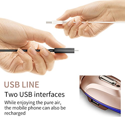 Car air purifier ionizer , 2 USB ports car charger,Car air freshener aromatherapy essentioal oil diffuser and air humidifier for 12V car/24V Vehicle - Thumbnail 4
