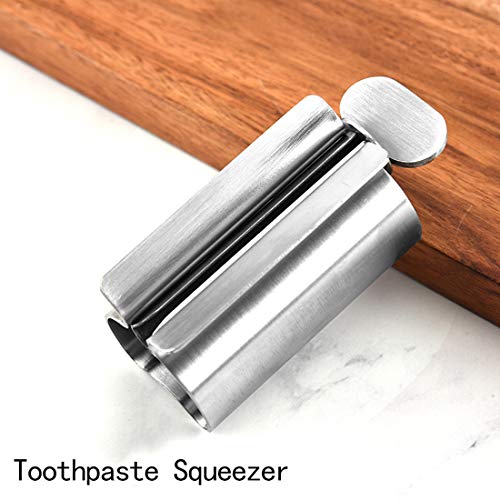 Toothpaste Squeezer Rolling Toothpaste Tube Squeezers Toothpaste Tube Seat Holder Multifunction Manual Rotate Toothpaste Dispenser Metal Tube Squeezer Tool Stand for Bathroom,Salon Pack of 2