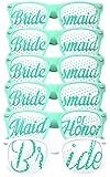 Bridal Bachelorette Party Favors - Wedding Kit - Bride & Bridesmaid Party Sunglasses - Set of 6 Pairs - Go Selfie Crazy - Themed Novelty Glasses for Memorable Moments & Fun Photos (6pcs, Aqua & White)