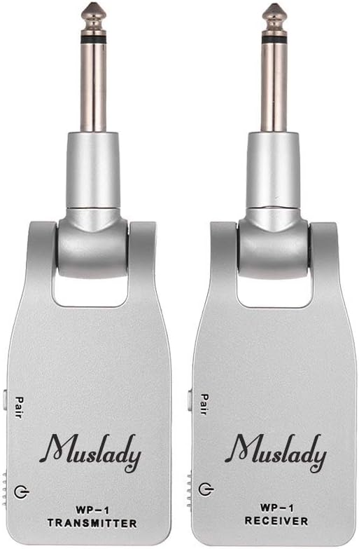 Muslady 2.4G Wireless Guitar System Transmitter & Receiver Built-in Rechargeable Lithium Battery 30M Transmission Range for Electric Guitar Bass