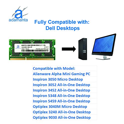 Adamanta 8GB (1x8GB) Laptop Memory Upgrade Compatible with Dell Alienware, Inspiron, Latitude, Optiplex, Precision, Vostro DDR3L 1600Mhz PC3L-12800 SODIMM 2Rx8 CL11 1.35v Notebook RAM P/N SNPN2M64C/8G - Thumbnail 5