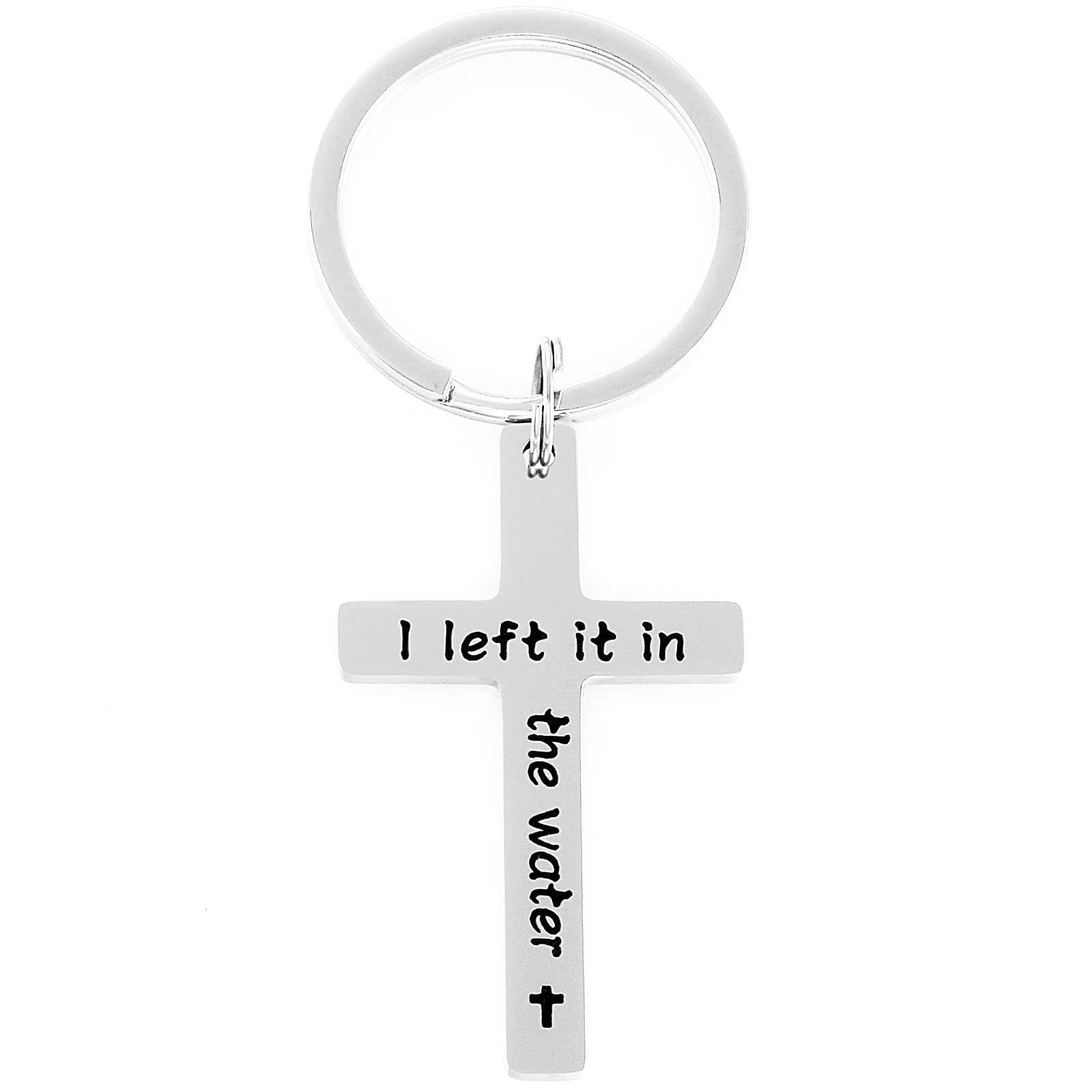 Photo 1 of HUTIMY Baptism Keychain for Women Men Unique Baptism Gift Adult Baptized I Left It in The Water Key Chains