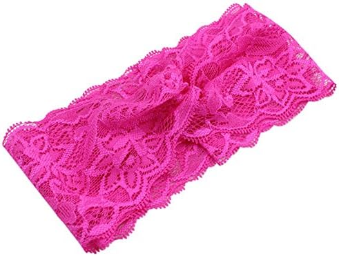 ESTD Baby Girl's Cute Lace Headband Bow Turban Hairband (Rose-Red)