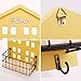 HENGSHENG wishacc Key Holder Wood Wall Mounted.Mail, Letter Holder, Key Rack Organizer for Entryway, Kitchen, Office (Deep Mustard Yellow)