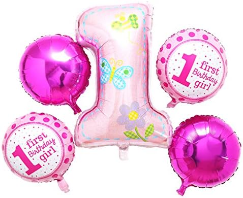 Buy Homyl 5pcs Set Foil Balloons 1st Birthday Boy Girl Helium