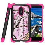 MINITURTLE Case Compatible w/ ZTE Imperial Max Case, ZTE Max Duo Case, ZTE Kirk Case [Shockwave Armor]- Pink and Black Hybrid Shock Resistant Silicone and Hard Exterior w/ Stand - Pink Hunters Camo
