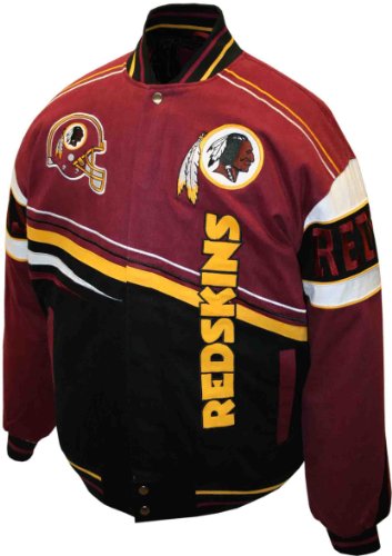 NFL Men's Washington Redskins 1st and 10 Cotton Twill Jacket (Burgundy/Black, Small)