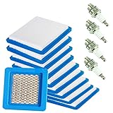 TOPEMAI 491588S Air Filter(10 Pack) Replace for Briggs Stratton 491588 4915885 399959 Equipped with Spark Plug
