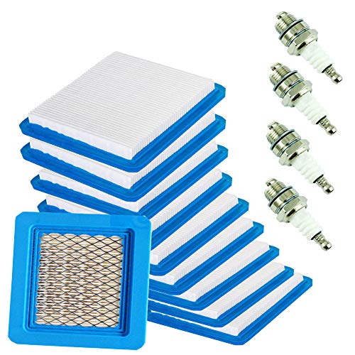 TOPEMAI 491588S Air Filter(10 Pack) Replace for Briggs Stratton 491588 4915885 399959 Equipped with Spark Plug