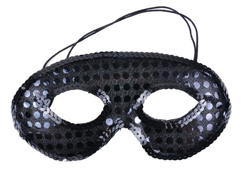 Mask It 71042 Designer Half Mask with Sequins, Black