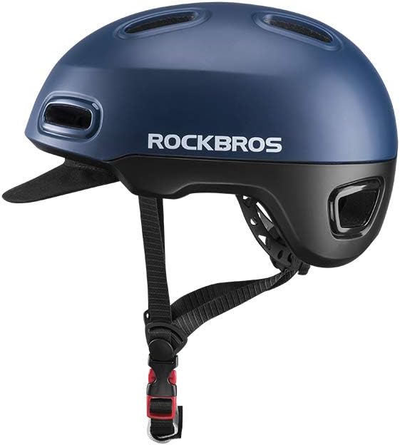 ROCKBROS(ロックブロス)自転車 ヘルメット 軽量 半キャップヘルメット 通勤用 大人 頭囲58-62cm バイザー付き レディース メンズ シティコミューター アーバンスタイル
