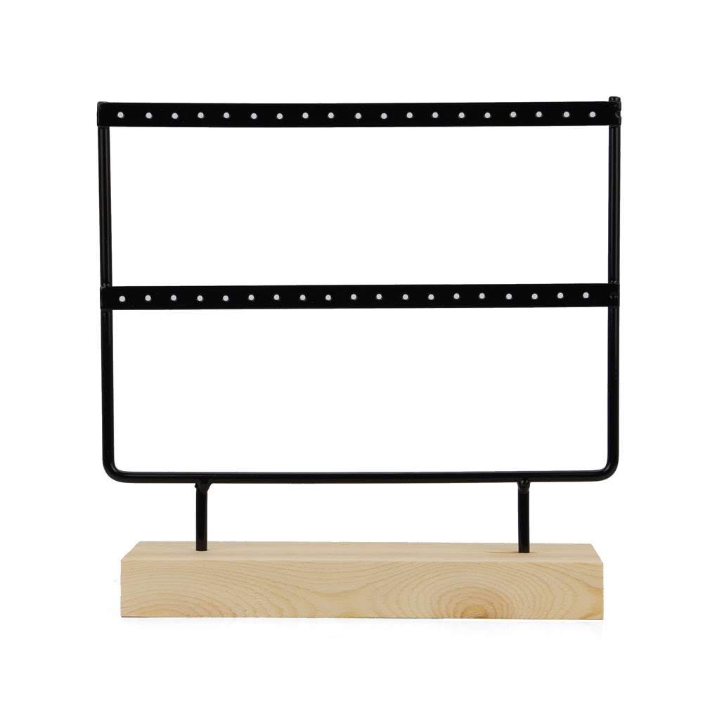RUBY - Jewelry Organizer, Wood and Metal Earring Display, Vintage Jewelry Box Holder, Jewelry Organizer, Jewelers Dangle Earrings (Black, 2 Levels)