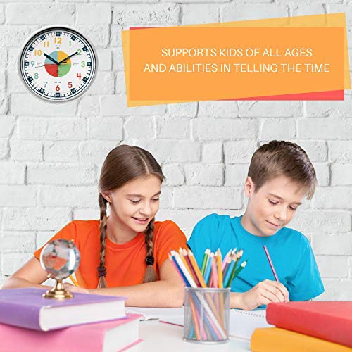 Telling Time Teaching Clock. Kids Room, Playroom Décor Analog Silent Wall Clock. Great Visual Learn - //medicalbooks.filipinodoctors.org