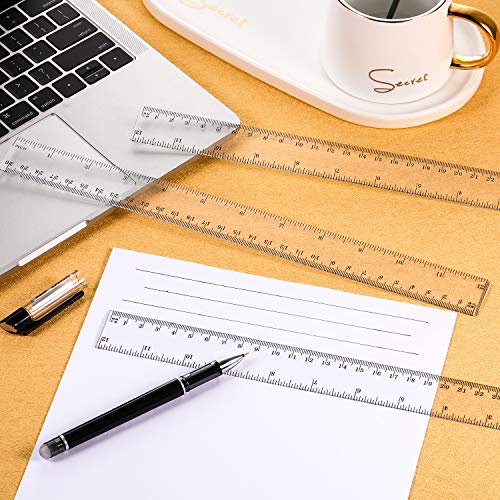 Chuangdi 20 Pieces 12 Inch Plastic Rulers, Straight Ruler Office Rulers School Rulers (Clear) - Thumbnail 3