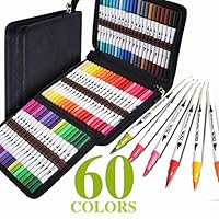 ZSCM 60 Colors Dual Fine Tip Brush Markers Art Pens Set, Fine and Brush Tip Colored Dual Pen for Kids Adult Coloring Books Drawing Bullet Journal Planner Calendar Art Projects